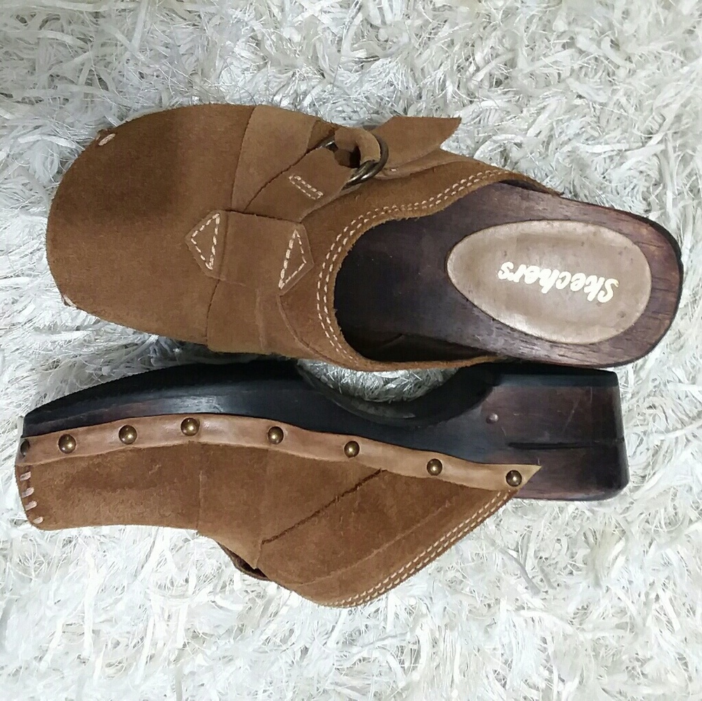 SKETCHERS WOODEN WEDGES SIZE 7 - Picture 1 of 6